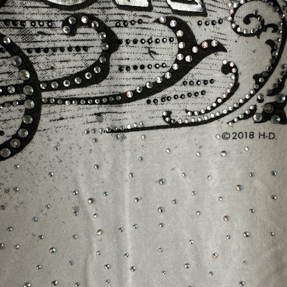 Harley Davidson‎ T Shirt Womens L Bling  Motorcycle Biker Raglan Sleeve - Picture 4 of 9